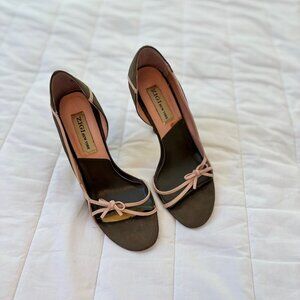 WOMEN's PUMPS - Green with Pink details